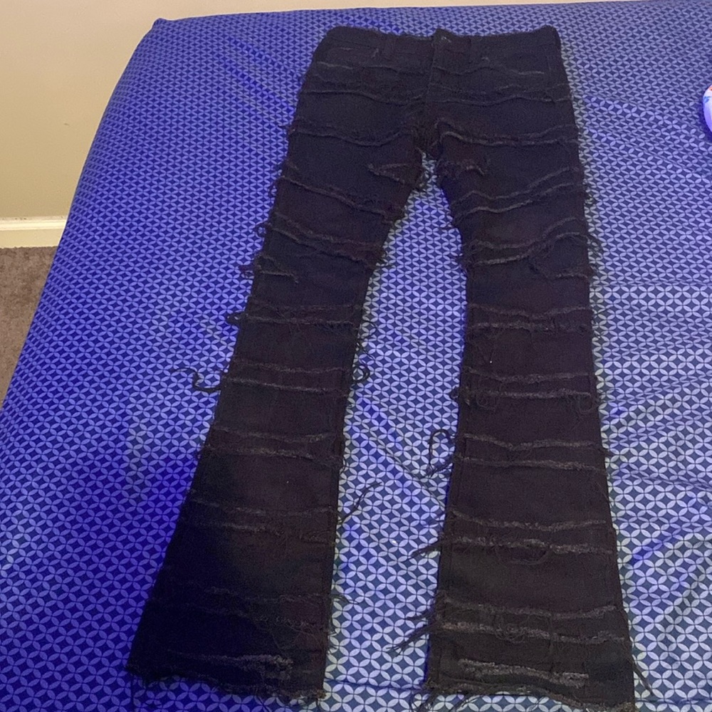 Black Washed Stacked Flare Jean